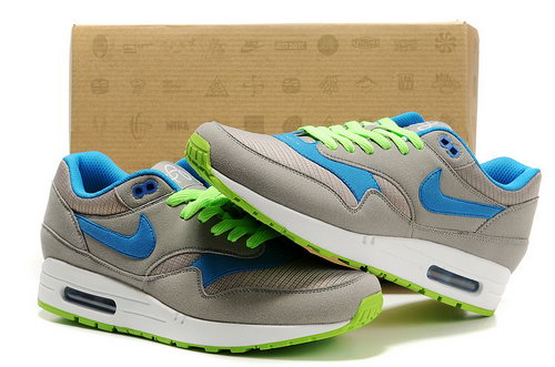 Nike Air Max 1 Men Gray Blue Running Shoes Low Price